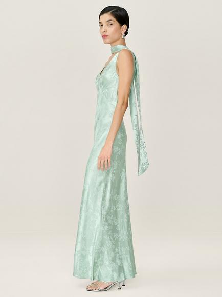 OMNES Iris Jacquard Slip Maxi Dress - view 2, Sage