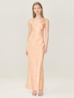 OMNES Iris Jacquard Slip Maxi Dress, Peach