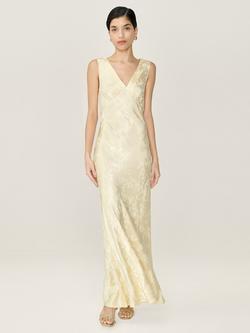 OMNES Iris Jacquard Slip Maxi Dress, Butter Yellow