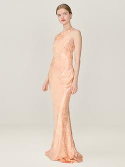 OMNES Jai Floral Jacquard Bridesmaid Dress - view 2, Peach