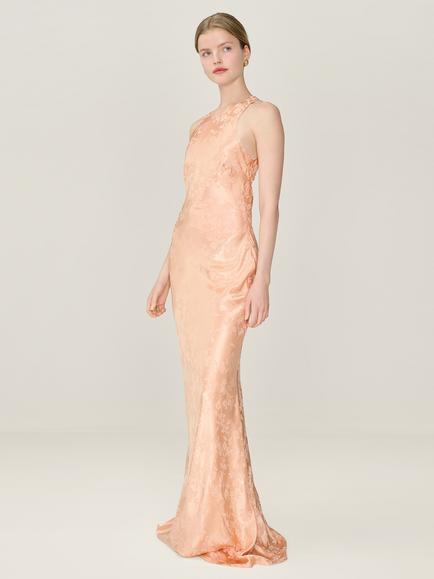 OMNES Jai Floral Jacquard Bridesmaid Dress - view 2, Peach