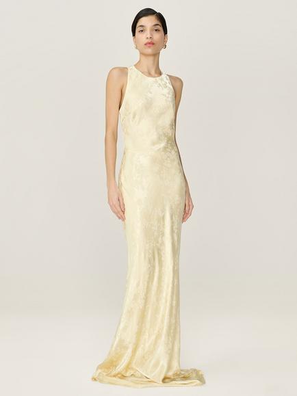 OMNES Jai Floral Jacquard Bridesmaid Dress, Butter Yellow