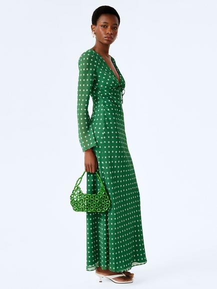 OMNES Marj Starburst Print Maxi Dress, Green/White, Green/White