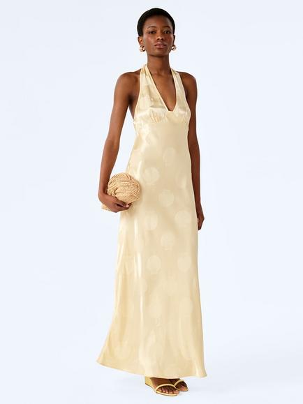 OMNES Mayci Halterneck Maxi Dress, Butter Yellow, Butter Yellow