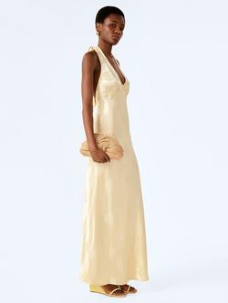 OMNES Mayci Halterneck Maxi Dress, Butter Yellow - view 2, Butter Yellow