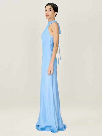 OMNES Milos Halterneck Open Back Bridesmaid Dress - view 2, Powder Blue
