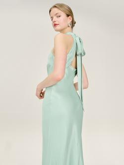OMNES Milos Halterneck Open Back Bridesmaid Dress - view 2, Sage