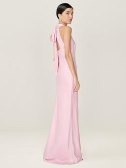 OMNES Milos Halterneck Open Back Bridesmaid Dress - view 2, Dusty Pink