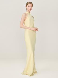 OMNES Milos Halterneck Open Back Bridesmaid Dress - view 2, Butter Yellow