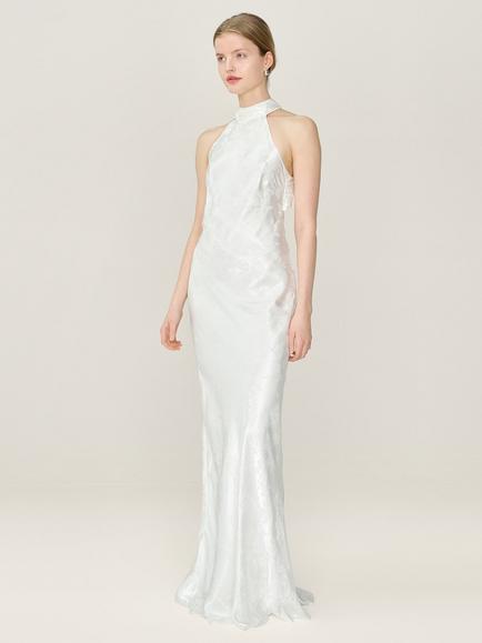 OMNES Milos Halterneck Open Back Bridesmaid Dress - view 2, Ivory