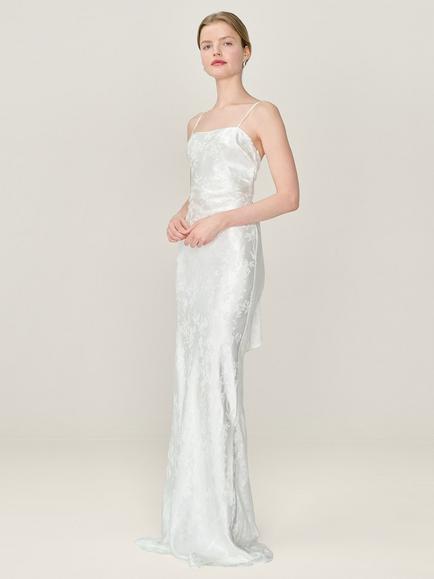 OMNES Mira Floral Jacquard Maxi Dress, Ivory - view 2, Ivory
