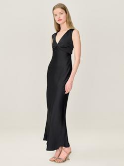 OMNES Nova Open Back Satin Midi Dress - view 2, Black