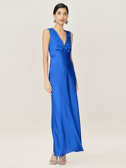 OMNES Nova Open Back Satin Midi Dress, Cobalt