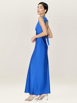 OMNES Nova Open Back Satin Midi Dress - view 2, Cobalt
