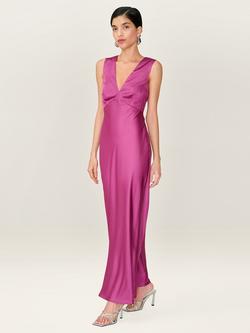 OMNES Nova Open Back Satin Midi Dress - view 2, Magenta