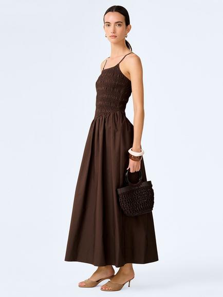 OMNES Paulina Cotton Poplin Dress - view 2, Chocolate