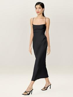 OMNES Riviera Cross Back Satin Slip Dress - view 2, Black