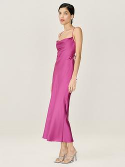 OMNES Riviera Cross Back Satin Slip Dress - view 2, Magenta