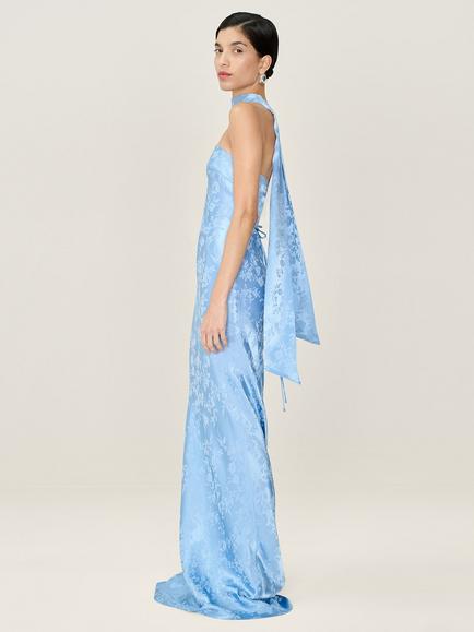 OMNES Amdra Strapless Satin Maxi Dress - view 2, Powder Blue