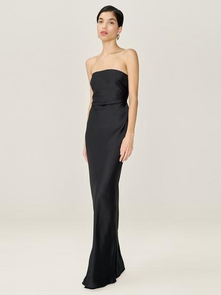 OMNES Amdra Strapless Satin Maxi Dress - view 2, Black