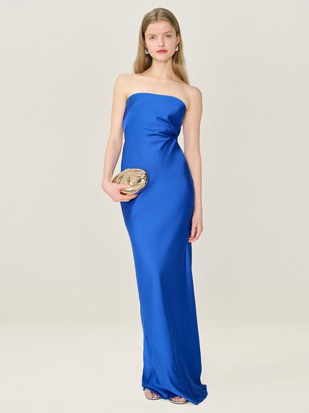 OMNES Amdra Strapless Satin Dress, Cobalt, Cobalt