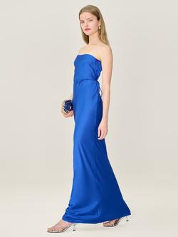 OMNES Amdra Strapless Satin Dress, Cobalt - view 2, Cobalt