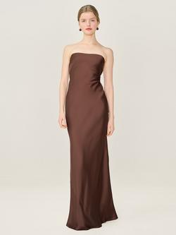 OMNES Amdra Strapless Satin Maxi Dress, Chocolate