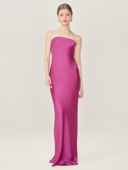 OMNES Amdra Strapless Satin Maxi Dress, Magenta