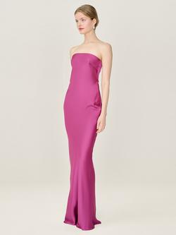 OMNES Amdra Strapless Satin Maxi Dress - view 2, Magenta