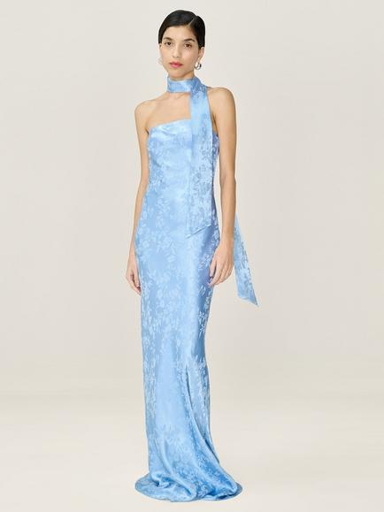 OMNES Amdra Jacquard Strapless Bridesmaid Dress, Powder Blue