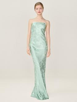 OMNES Amdra Jacquard Strapless Bridesmaid Dress, Sage