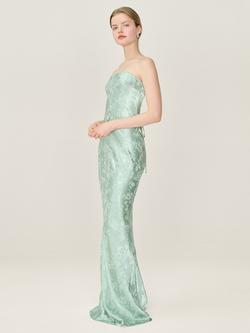 OMNES Amdra Jacquard Strapless Bridesmaid Dress - view 2, Sage