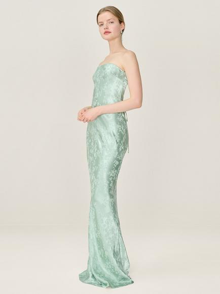 OMNES Amdra Jacquard Strapless Bridesmaid Dress - view 2, Sage