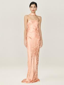 OMNES Amdra Jacquard Strapless Bridesmaid Dress, Peach