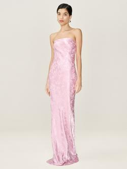 OMNES Amdra Jacquard Strapless Bridesmaid Dress, Dusty Pink