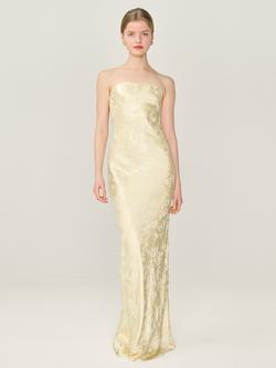 OMNES Amdra Jacquard Strapless Bridesmaid Dress, Butter Yellow