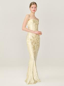 OMNES Amdra Jacquard Strapless Bridesmaid Dress - view 2, Butter Yellow