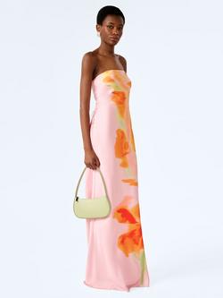 OMNES Amdra Satin Glitched Floral Placement Maxi Dress, Multi - view 2, Multi