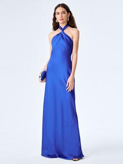 OMNES Arles Halterneck Satin Maxi Dress, Cobalt