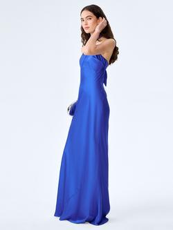 OMNES Arles Halterneck Satin Maxi Dress - view 2, Cobalt