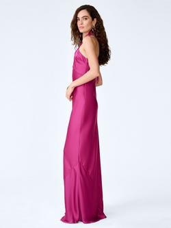 OMNES Arles Halterneck Satin Maxi Dress - view 2, Magenta
