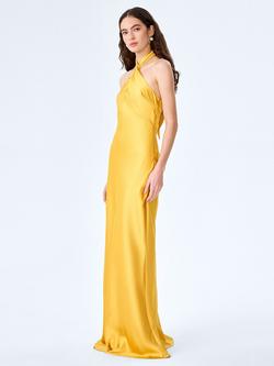 OMNES Arles Halterneck Satin Maxi Dress - view 2, Yellow