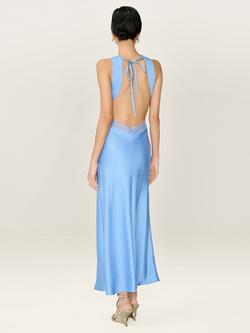 OMNES Aurelia Lace Trim Satin Dress - view 2, Powder Blue