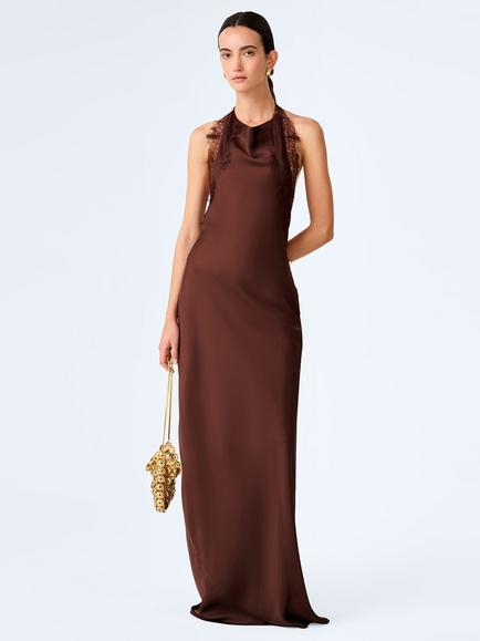 OMNES Benita Halterneck Dress, Chocolate, Chocolate