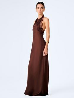 OMNES Benita Halterneck Dress, Chocolate - view 2, Chocolate