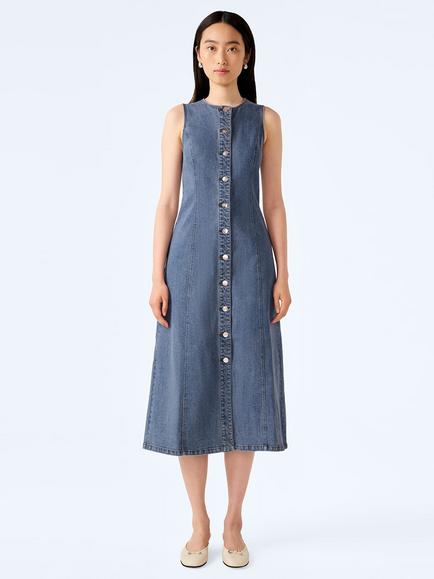 OMNES Carter Sleeveless Denim Dress, Light Blue, Light Blue