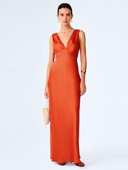 OMNES Casey Satin Maxi Dress, Burnt Orange