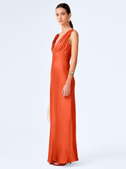 OMNES Casey Satin Maxi Dress - view 2, Burnt Orange