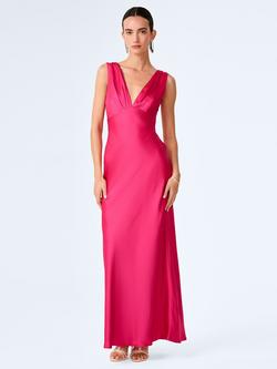 OMNES Casey Satin Maxi Dress, Raspberry