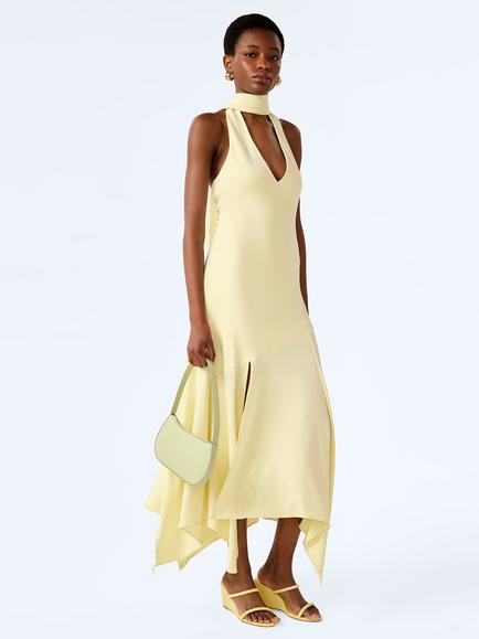 OMNES Divina Halter Neck Dress, Yellow - view 2, Yellow